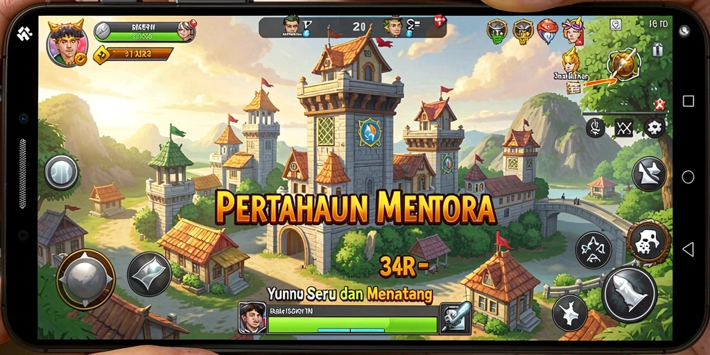 Screenshot utama 34R menampilkan aksi mendebarkan dalam Tower Defense.