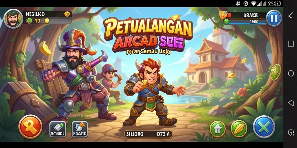 Tampilan gameplay D73 yang mengasyikkan dan penuh warna.