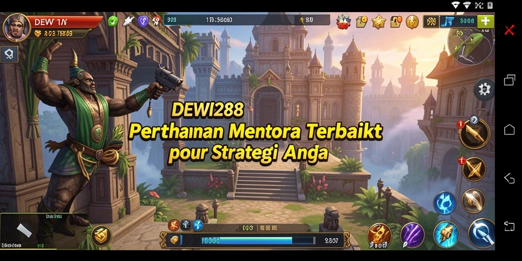 Screenshot gameplay DEWI288 menampilkan aksi menara pertahanan yang epik.