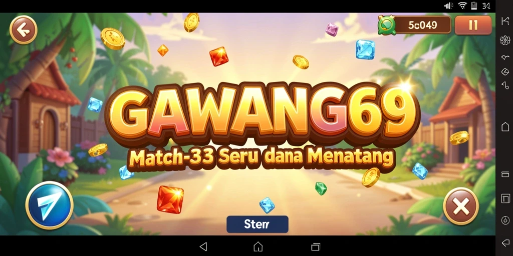 Tampilan gameplay GAWANG69 dengan kombinasi permata warna-warni.