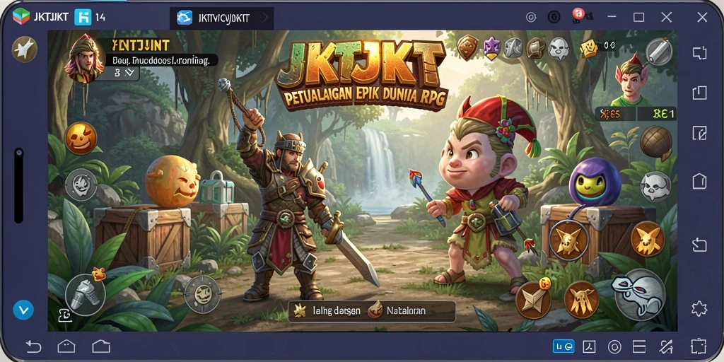 Screenshot gameplay JKTJKT dengan karakter petualangan epik.