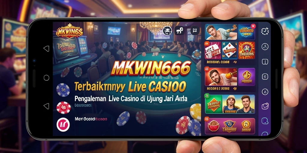 Screenshot gameplay MKWIN666 menampilkan dealer langsung dan suasana kasino yang hidup.