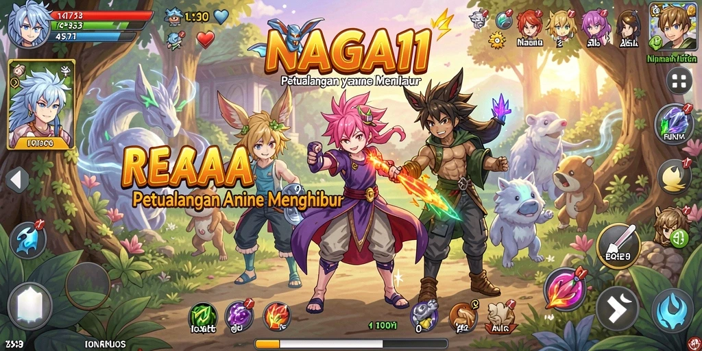 Screenshot NAGA11 menampilkan aksi pertarungan yang mendebarkan dalam dunia Anime.