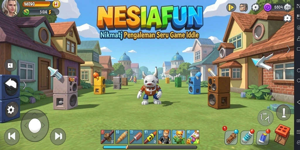Tangkapan layar NESIAFUN menunjukkan karakter lucu dan lingkungan menarik dalam gameplay Idle.