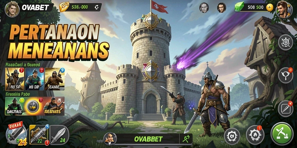 Screenshot menunjukkan aksi seru dalam permainan Tower Defense OVABET.
