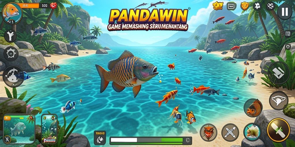 Tampilan utama gameplay memancing di PANDAWIN yang seru