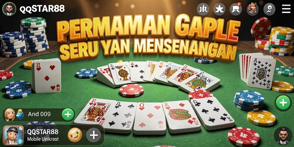 Tampilan menarik dari gameplay Gaple di QQSTAR88.