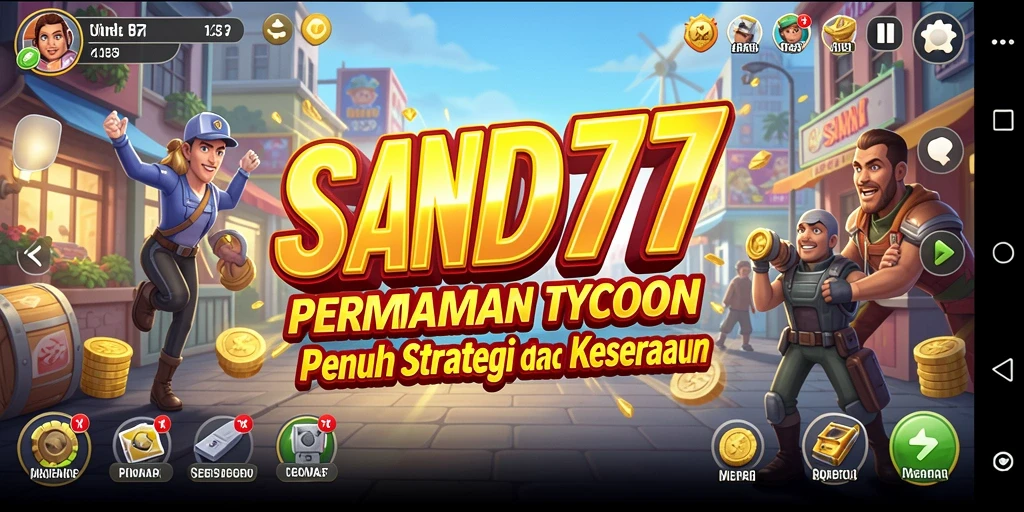 Tangkapan layar utama SAND77 memamerkan gameplay Tycoon yang mendebarkan.