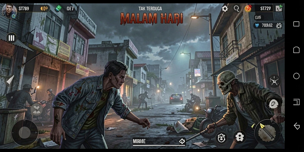 Tampilan menyeramkan dalam gameplay ST789 saat Anda menjelajahi ruang angker.