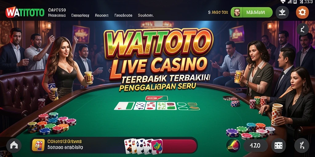 Screenshot gameplay WATITOTO menampilkan dealer langsung dan suasana kasino yang mendebarkan.