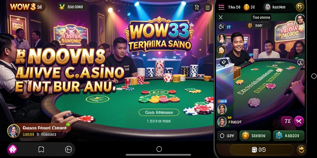 Tampilan gameplay WOW33 dengan dealer dan pemain lainnya di Live Casino.